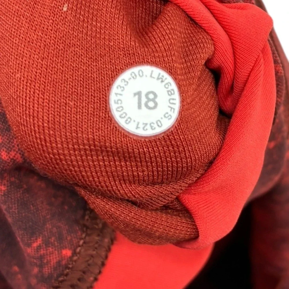 lululemon Wunder Train Crop 23 Denim Wash Autumn Red‎ Black Size 18 Leggings
